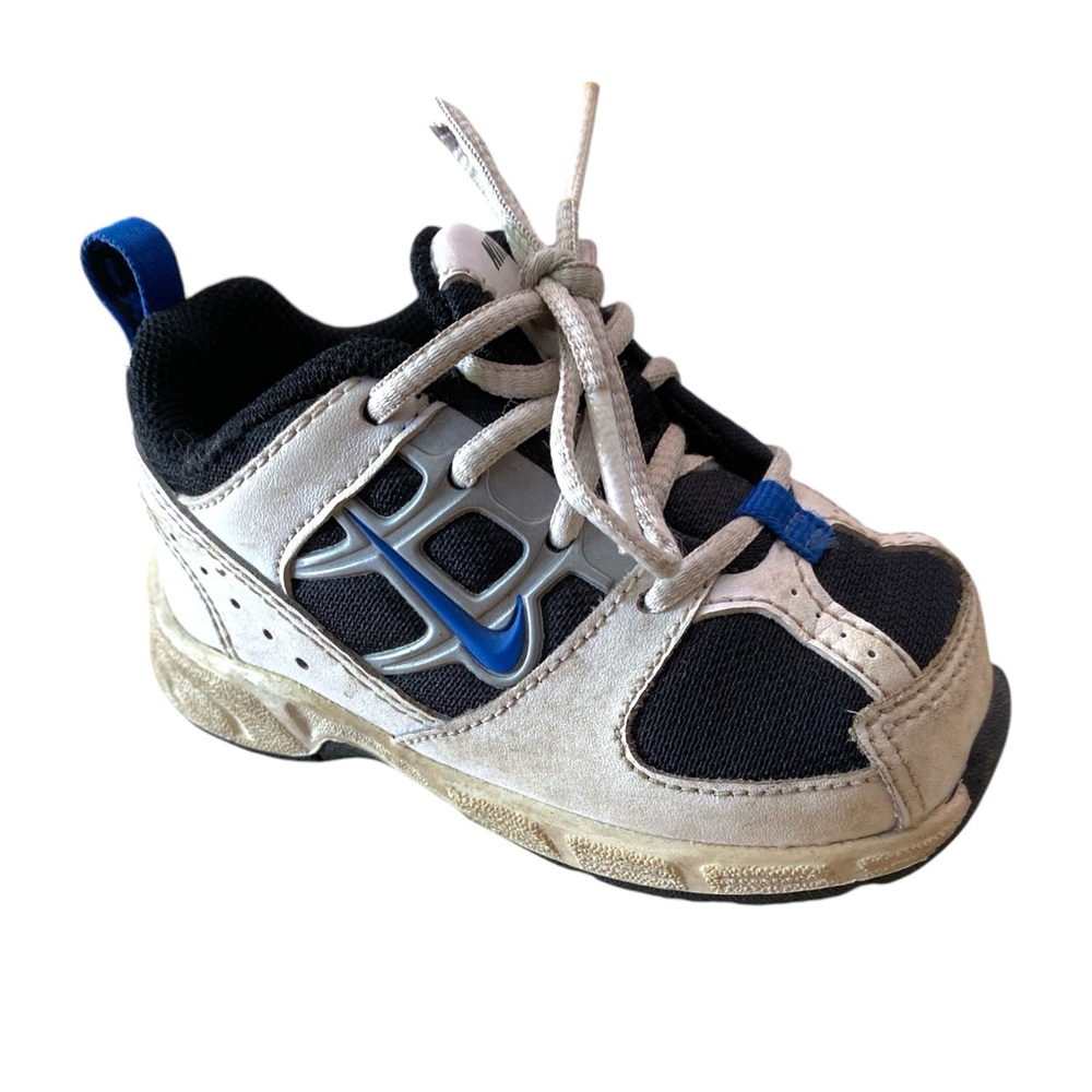 NIKE Little Attest Size 4C White Black Blue 317997-041 Baby Child Shoes Sneakers
